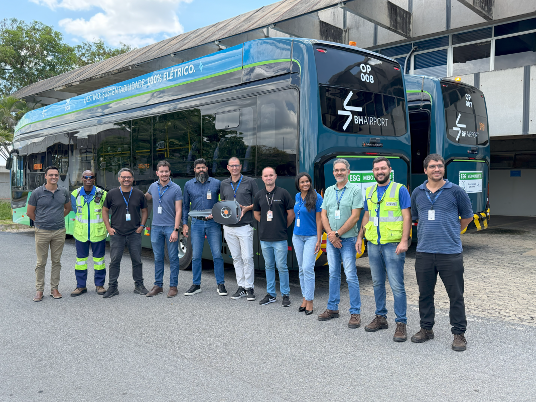 Frota elétrica do BH Airport contribui para a redução das emissões de CO₂ e a modernização da mobilidade interna - Crédito: divulgação